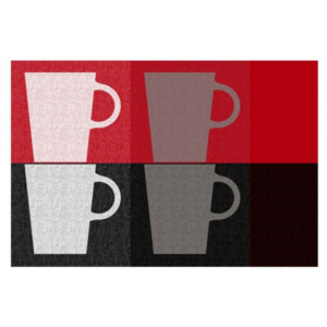 Prostírání PICTURE PP-plastic, dekor hrnek, červená 43,5x28,5cm - Kela
