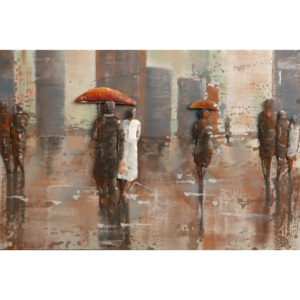 Kovový obraz - Procházky v dešti, 80x120 cm