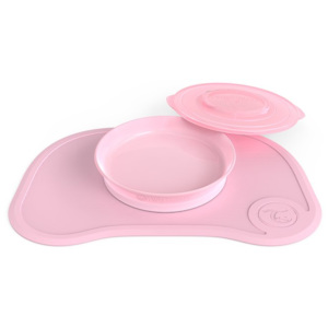 TWISTSHAKE Protiskluzová Podložka Click Mat + talíř 6+m, Pastelově růžová