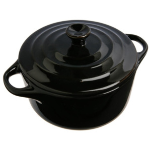 Keramické nádobí, keramický hrnec pro zapékání, nádobí pro dezertů, žáruvzdorné nádobí, nádobí pro servírování dipů - Ø 10 cm, barva černá, 200 ml