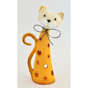Keramika Andreas® Kočka na svíčku střední oranžová