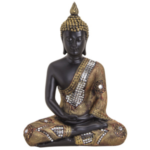 Dekorační soška Buddha, černozlatá