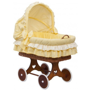 Proutěný koš na miminko s boudičkou Dráček - žlutá