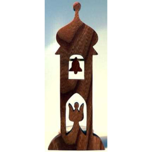 Makovský Dřevěné dekorace - Dřevěný svícen - Zvonice - ovocné dřevo