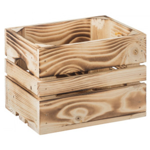 ČistéDřevo Opálená dřevěná bedýnka 20 x 15 x 15 cm