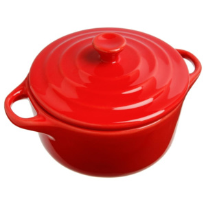 Keramické nádobí, keramický hrnec pro zapékání, nádobí pro dezertů, žáruvzdorné nádobí, nádobí pro servírování dipů - Ø 10 cm, barva červená, 200 ml