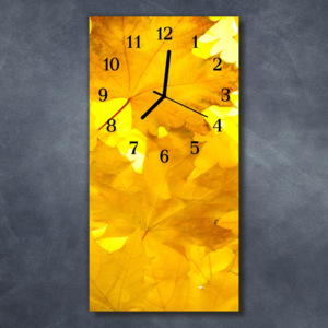 Nástěnné hodiny obrazové na skle - Listy žluté