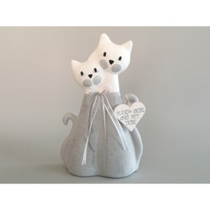 Keramika Andreas® Kočky v páru se srdíčkem mramorové