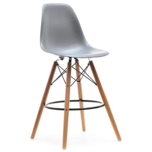 Barová židle MOBI šedá - dřevěná podnož