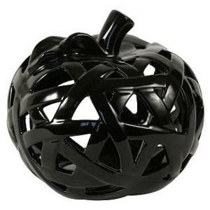 Keramický svícen ve tvaru jablka - černá barva
