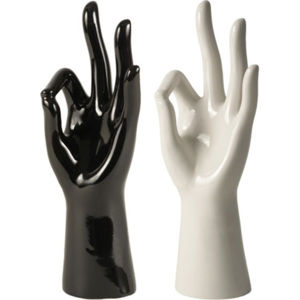Porcelánová ruka na prstýnky - černá