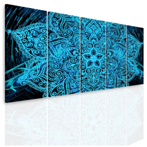 Vícedílný obraz - Modrá mandala v prostoru (150x60 cm) - InSmile ®