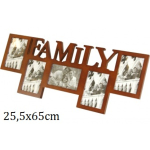 Dřevěný fotorámeček Family hnědý
