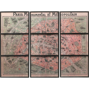 Nástěnná dekorace Paris Maps Rámeček (3-Set) 112x146cm