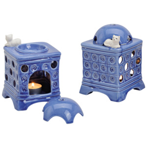 Keramická aromalampa Kočka na peci, modrá