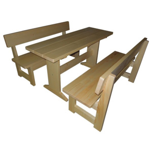 Stůl s lavicemi z masivního dřeva