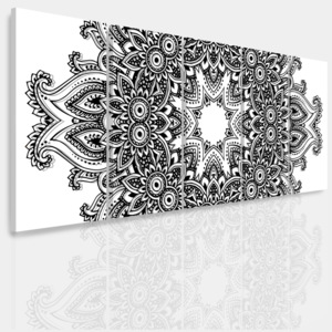 Vícedílný obraz - Černobílá mandala (150x60 cm) - InSmile ®