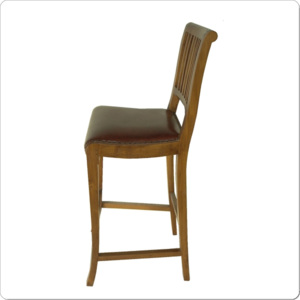 Luxusní dřevěná barová židle z masivu teaku,MZB26 medová s koženým sedákem, barovka