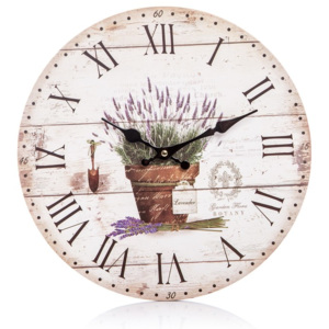 Dřevěné hodiny na zeď Provence - Levandule 105844900