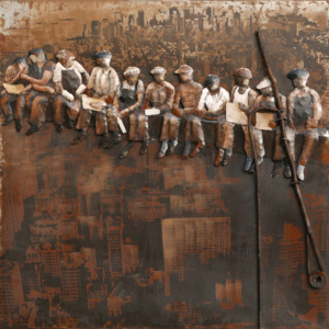 Falc Kovový obraz - Železní muži Manhattanu, 100x100 cm