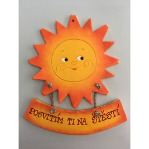 Keramika Andreas® Sluníčko s cedulkou kulaté Vyberte nápis: Posvítím ti na štěstí
