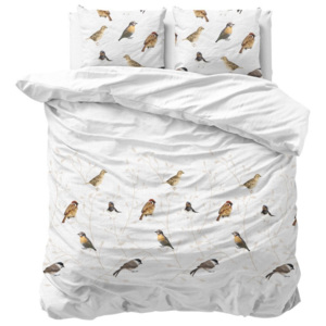 Povlečení s příměsí bavlny na dvoulůžko Sleeptime Birdy, 240 x 220 cm