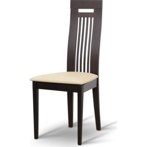 Dřevěná židle, wenge/ekokůže béžová, EDINA