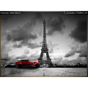 Fototapeta Výhled na Eiffelovu věž a klasický automobil Paříž 200x150cm FT2082A_2N