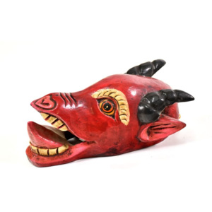 Dřevěná maska, koza, ručně malovaná, 19cm