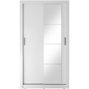 Bílá šatní skříň s posuvnými dveřmi a zrcadlem Miarti 06