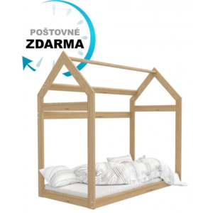 Dětská dřevěná postel Domeček 160x80 cm borovice Borovice