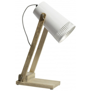 Designová dřevěná stolní lampa bílá Nordal 15200