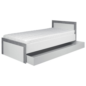 Dětská postel se šuplíkem Twin 90x200cm - bílá/šedá