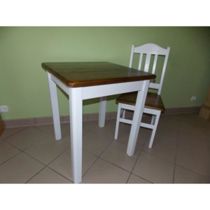Dřevěný jídelní set 2 židle a čtvercový stůl 65 x 65 cm Dub + bílá