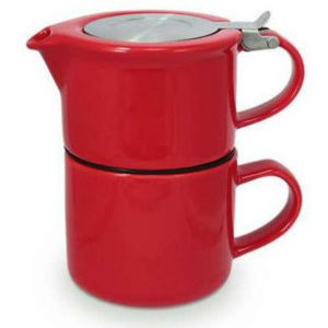ForLife TeaForOne čajová konvička se šálkem, červená
