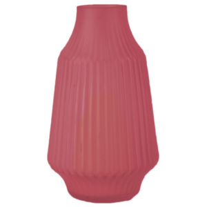 Růžová skleněná váza PT LIVING Stripes, Ø 16 cm