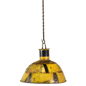 Lampa z recyklovaných plechů, ruční práce, černo-žlutá, průměr 40, výška 28cm