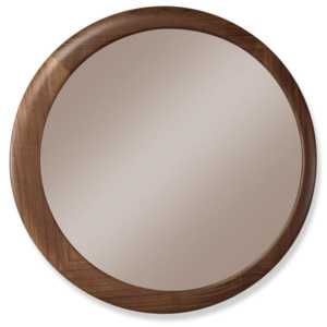 Nástěnné zrcadlo s rámem z ořechového dřeva Wewood - Portuguese Joinery Luna, Ø 90 cm