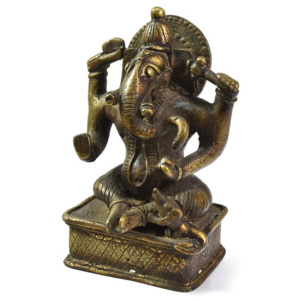 Ganesha, mosazná socha, 16cm