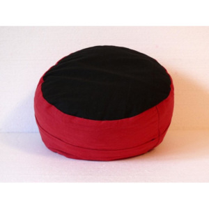 S radostí - vlastní výroba Stylový pohankový sedák červeno-černý Velikost: ∅30 x v12 cm