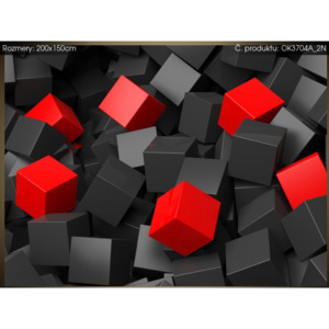 Samolepící fólie Černo - červené kostky 3D 200x150cm OK3704A_2N