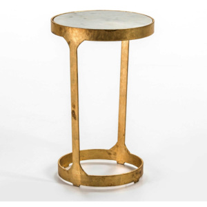 Odkládací stolek ve zlaté barvě s mramorovou deskou Thai Natura, ∅ 36 cm