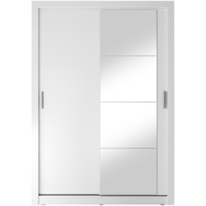 Bílá šatní skříň s posuvnými dveřmi a zrcadlem Miarti 04