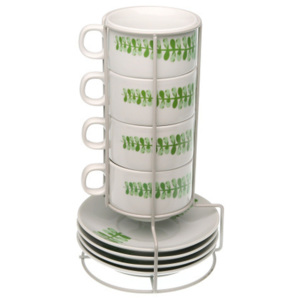 Set stojánku a 4 hrnků s talířky Versa Cups With Stand
