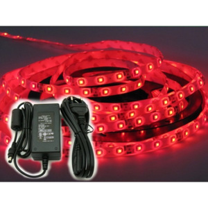 BERGE LED pásek - SMD 3528 - 1m - 60/m - 4,8W - červený - IP65 - +zdroj SADA