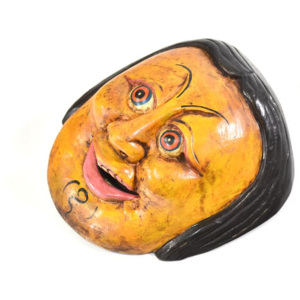 Dřevěná maska joker, žlutá, 14cm