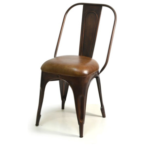Kovová židle s koženým polstrováním, 48x53x94cm