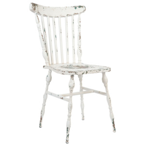 Kovová bílá židle Retro s patinou - 47*46*89 cm Clayre & Eef