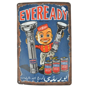 Kovová reklamní cedule "Eveready Flash Light", 30,5x45,5cm