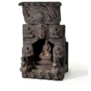 Dřevěný oltář, Buddha, 25x25x46cm